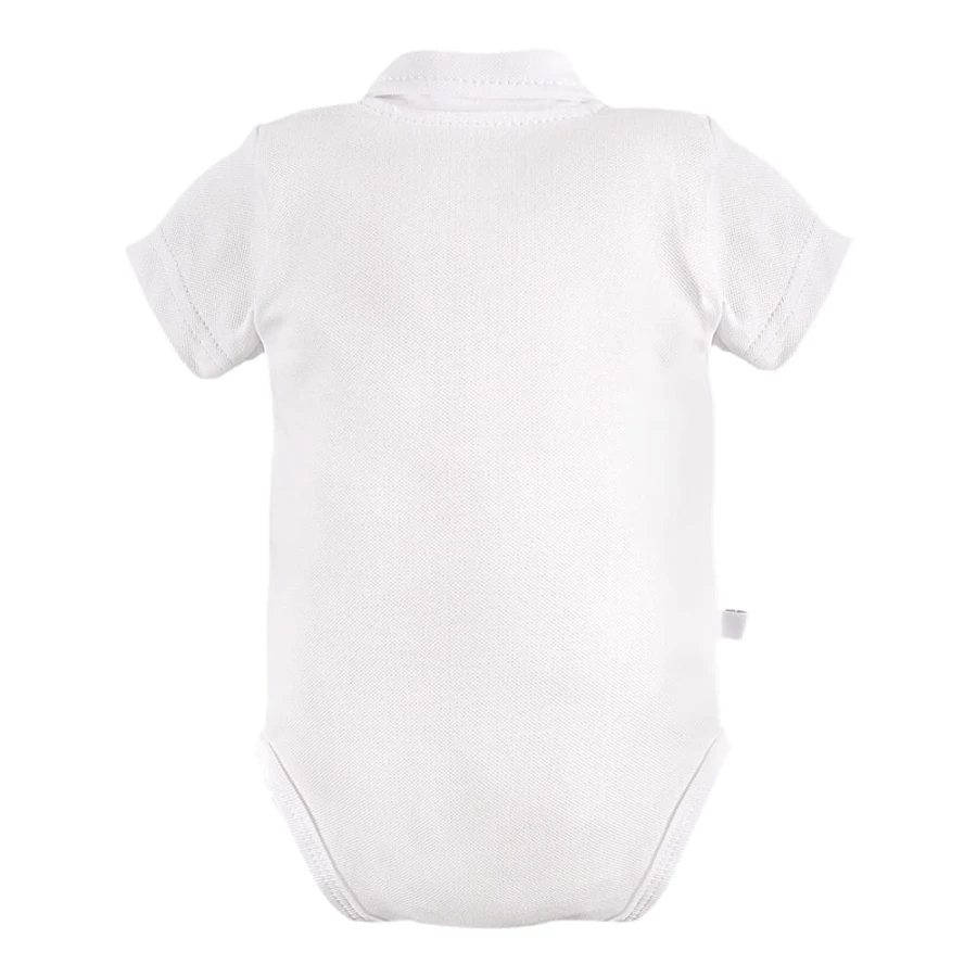 Kinderbody mit Knöpfen, kurze Ärmel, mit Kragen, weiß