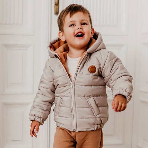 Kinderjacke mit Kapuze grau