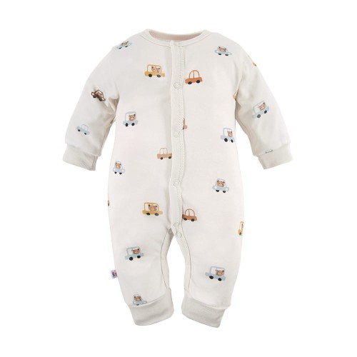 Baby-Strampler ohne Füße mit Bärenmotiv in Ecru