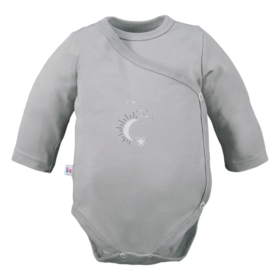 Graue Wickelbody mit Sternchenmotiv im 3er-Pack