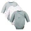 Wickelbody für Babys, 3er-Pack, grün mit Blättern