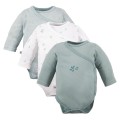 Wickelbody für Babys, 3er-Pack, grün mit Blättern