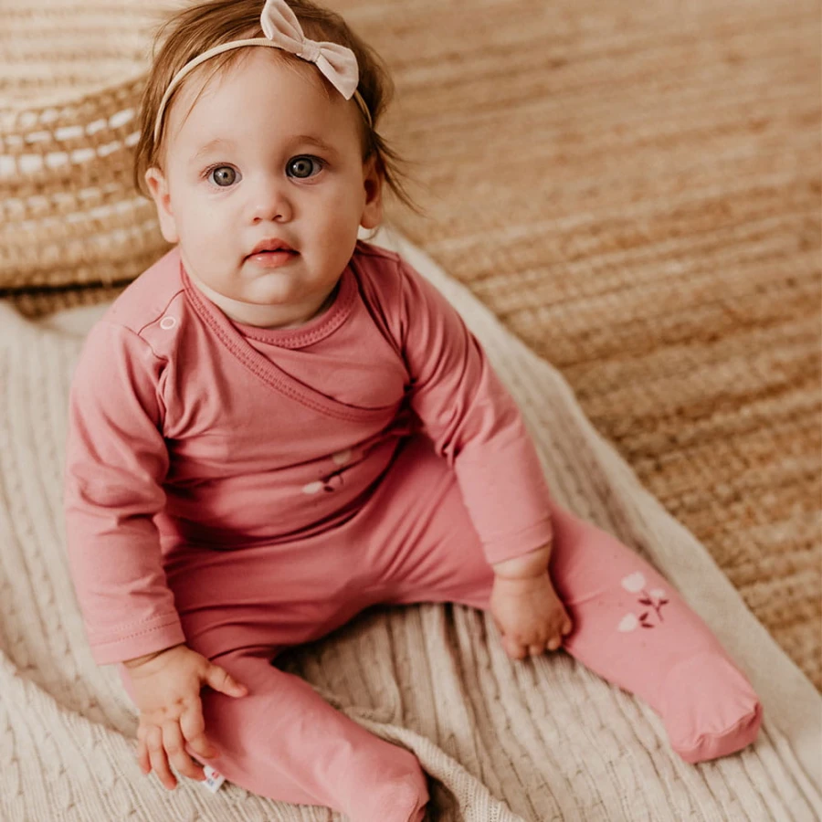 Baby-Wickelbody rosa 3er-Pack mit Blumenmuster