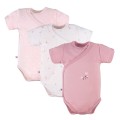 Baby-Wickelbody rosa 3er-Pack mit Blumenmuster