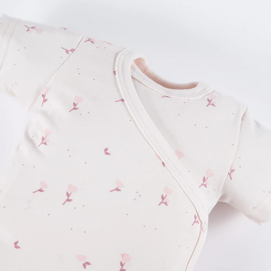 Baby-Wickelbody rosa 3er-Pack mit Blumenmuster