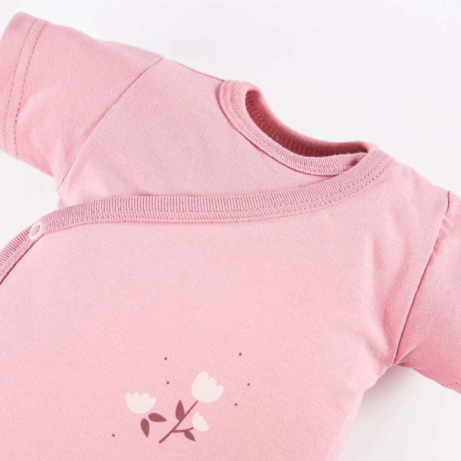 Baby-Wickelbody rosa 3er-Pack mit Blumenmuster