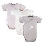 Beigefarbene Wickelbody, 3er-Pack mit Bärenmotiv