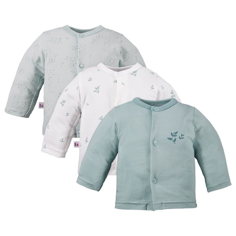 3er-Pack Baby-Jäckchen mit Blattmotiv in Grün