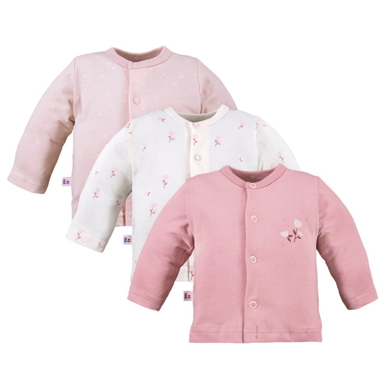 3er-Pack Baby-Jäckchen mit Blumenmotiv in Rosa