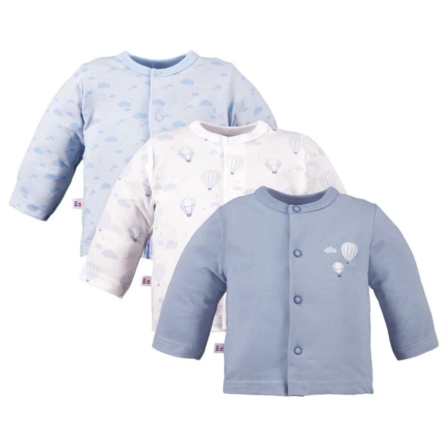 3er-Pack Baby-Jäckchen mit Ballonmotiv, blau