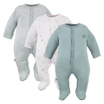 Grüne Baby-Strampler im 3er-Pack mit Blattmotiv