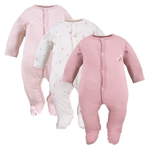 Rosa Baby-Strampler 3er-Pack mit Blumenmotiv