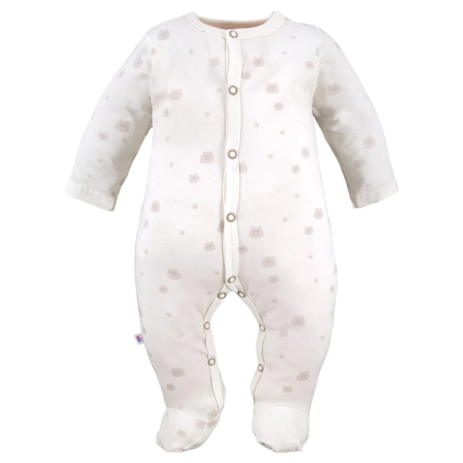 Beigefarbene Baby-Strampler im 3er-Pack mit Bärenmotiv