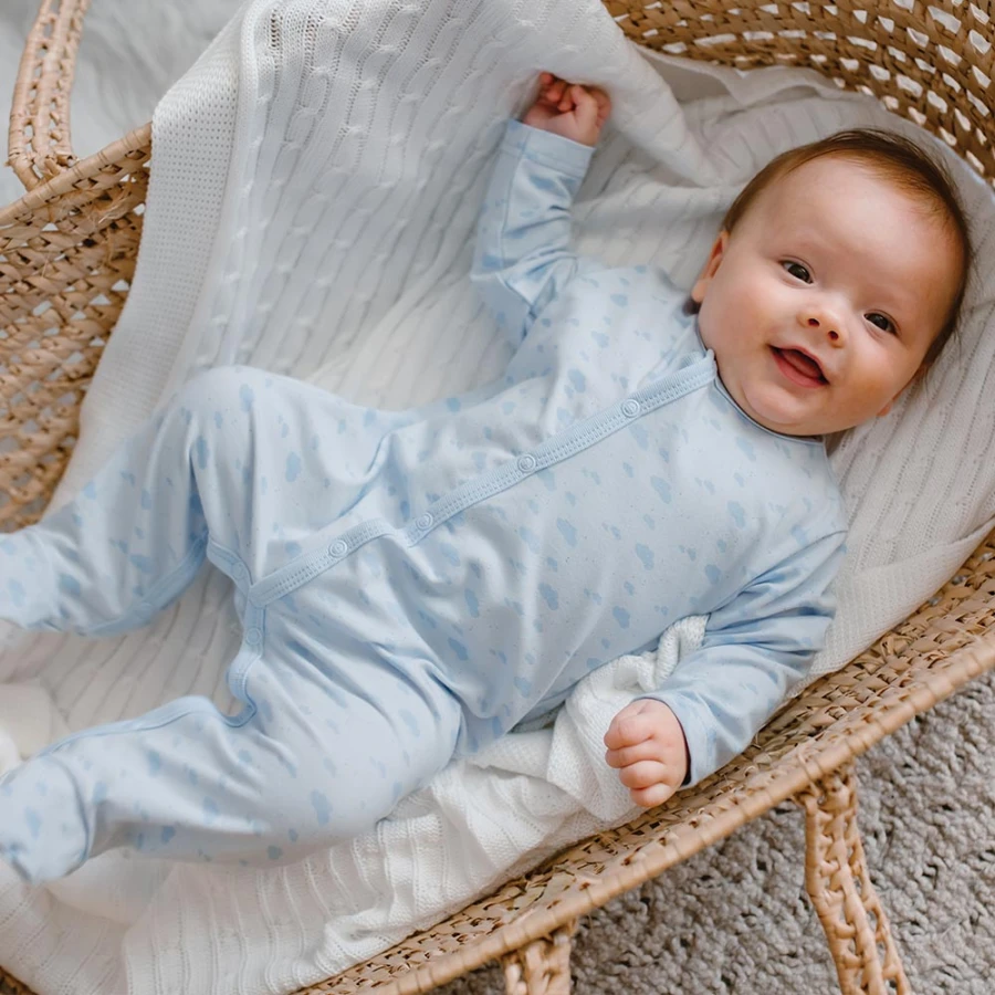 Blaue Baby-Strampler, 3er-Pack mit Ballonmotiv