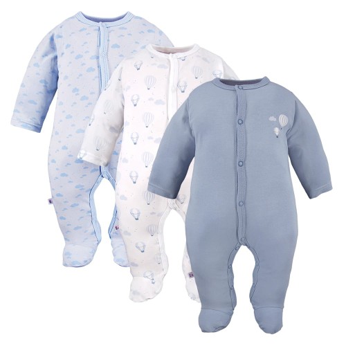 Blaue Baby-Strampler, 3er-Pack mit Ballonmotiv