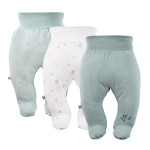 Joggers with feet green 3-pack with leaves pattern