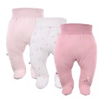 Joggers with feet pink 3-pack with bloom pattern