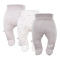Joggers with feet beige 3-pack with teddy bears pattern