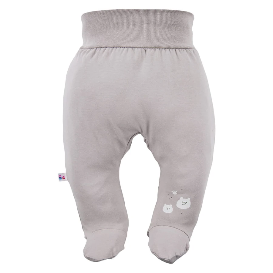 Beigefarbene Baby-Halbstrampler im 3er-Pack mit Bärenmotiv