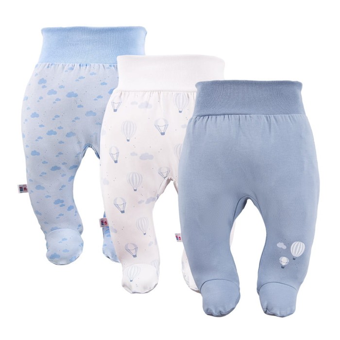 Blaue Baby-Halbstrampler im 3er-Pack mit Ballonmotiv