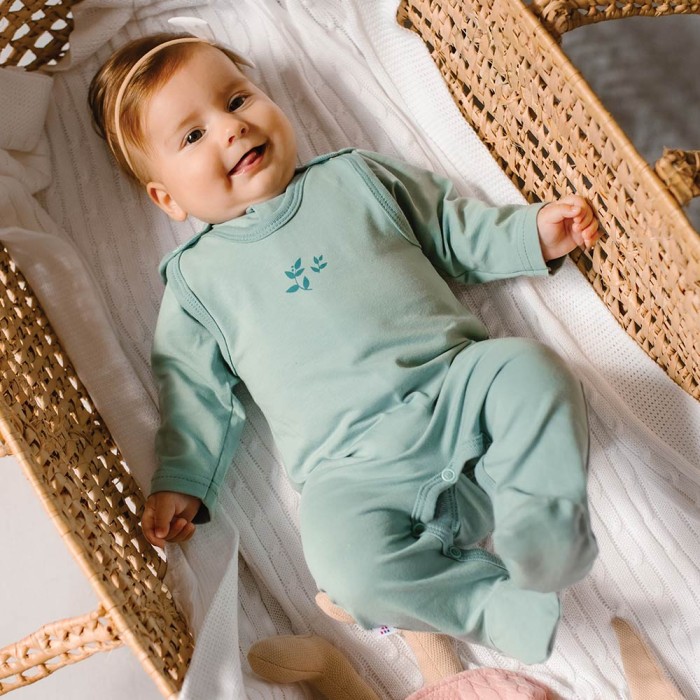 3er-Pack grüne Baby-Schlafstrampler mit Blattmotiv