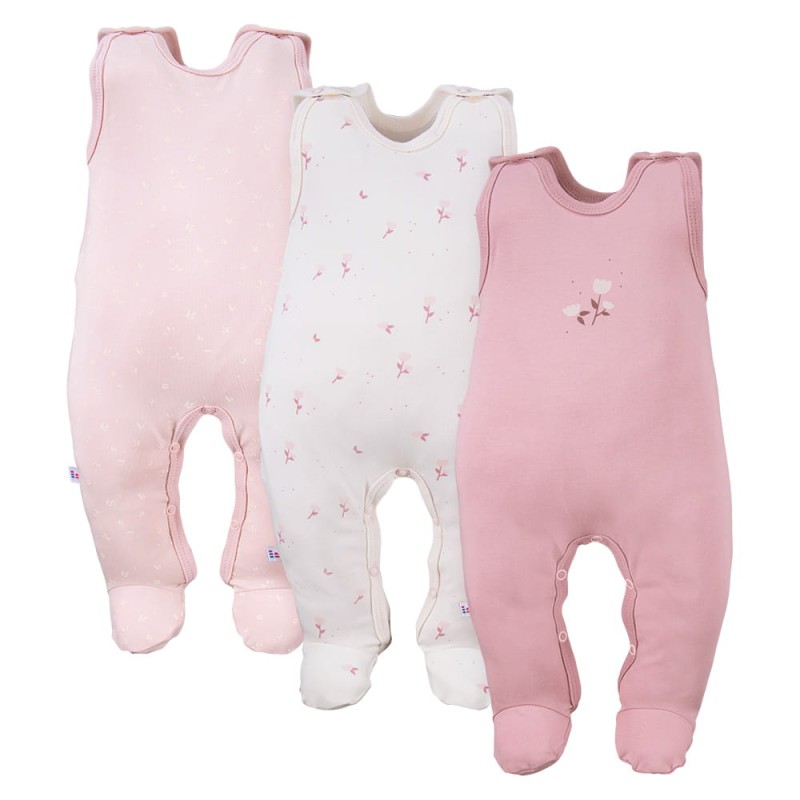 3er-Pack rosa Baby-Schlafstrampler mit Blumenmotiv