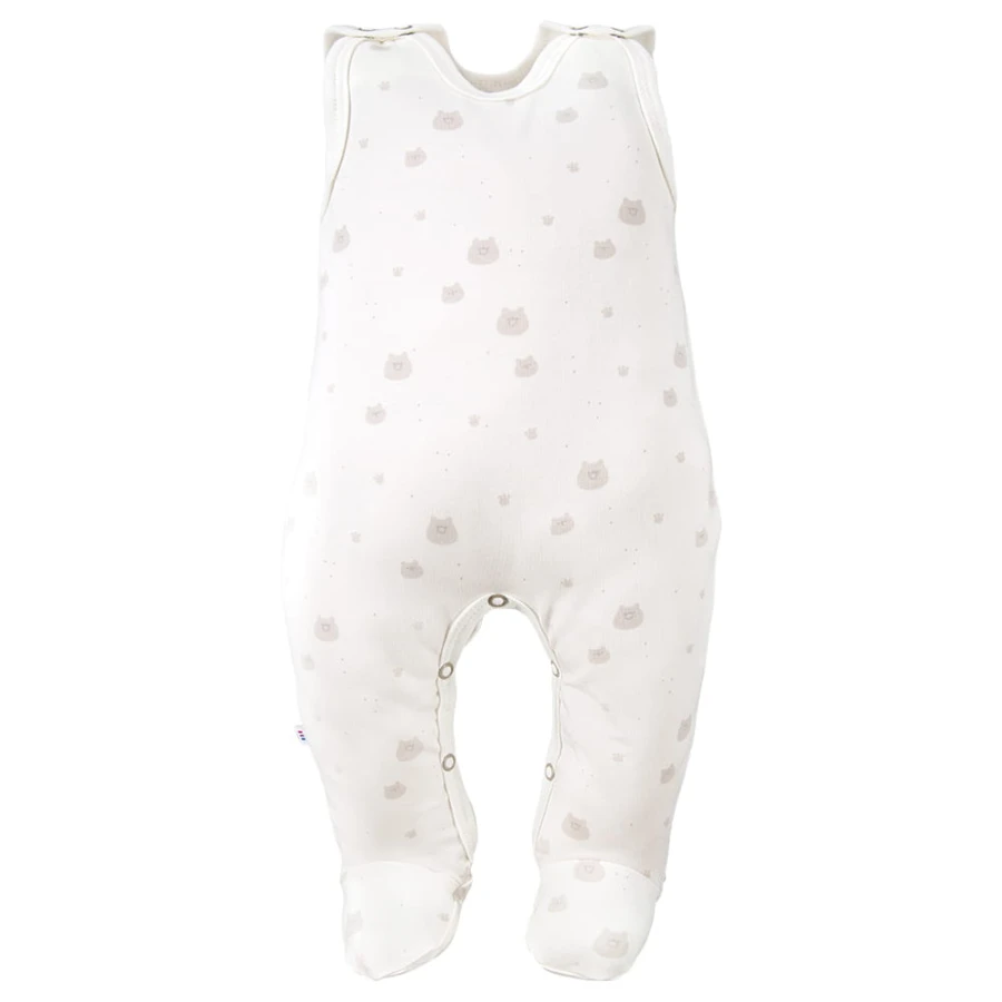 3er-Pack Baby-Schlafstrampler in Beige mit Bärenmotiv