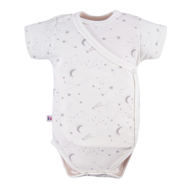 Ecrufarbenes Baby-Wickelbody mit Sternchen