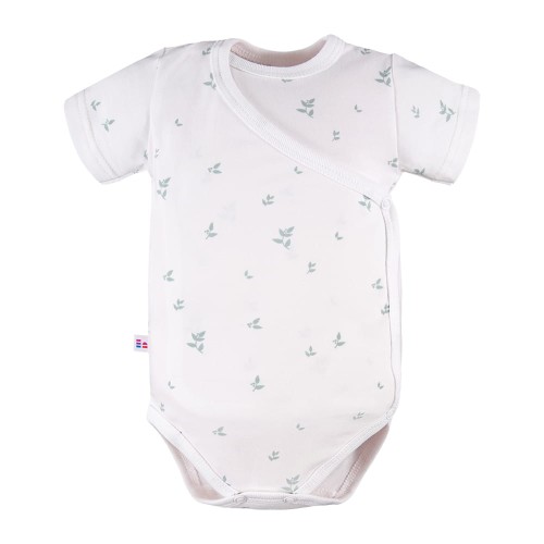 Weißer Wickelbody mit Umschlagausschnitt und Blättern