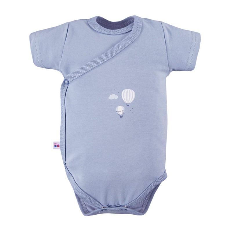 Blauer Babybody mit Wickelbody und Ballonmotiv
