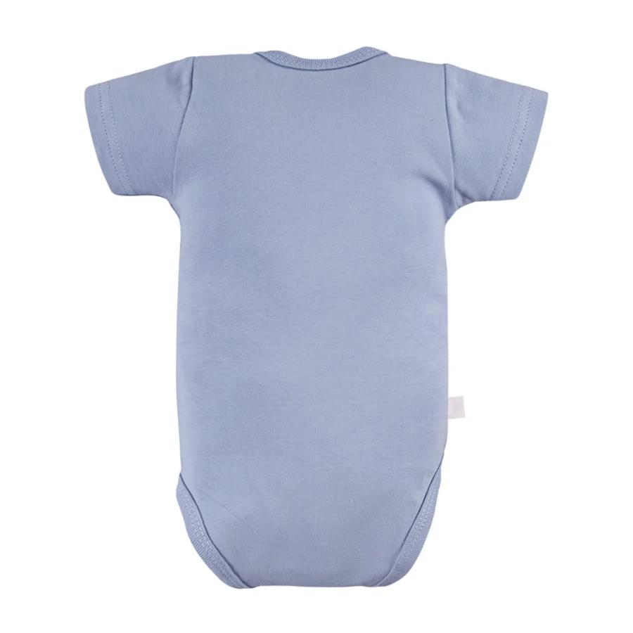 Blauer Babybody mit Wickelbody und Ballonmotiv