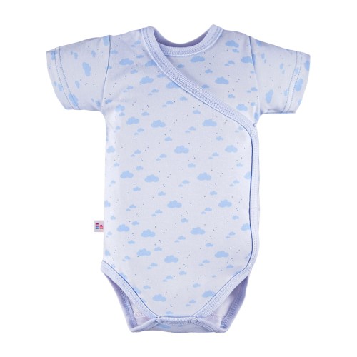 Blauer Wickelbody mit Wolkenmuster