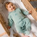 Romper suit green with leaves pattern