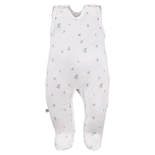 Romper suit white with leaves pattern