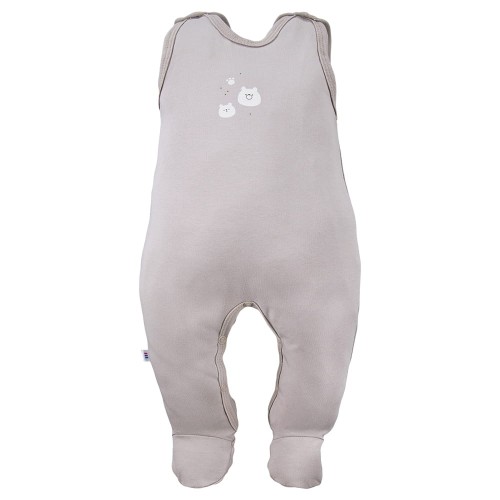 Romper suit beige with teddy bears pattern