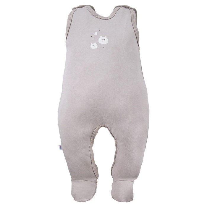 Beiger Baby-Schlafstrampler mit Bärenmotiv