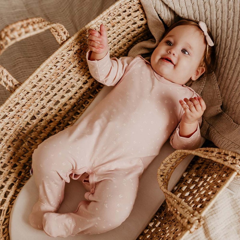 Romper suit pink with flower pattern