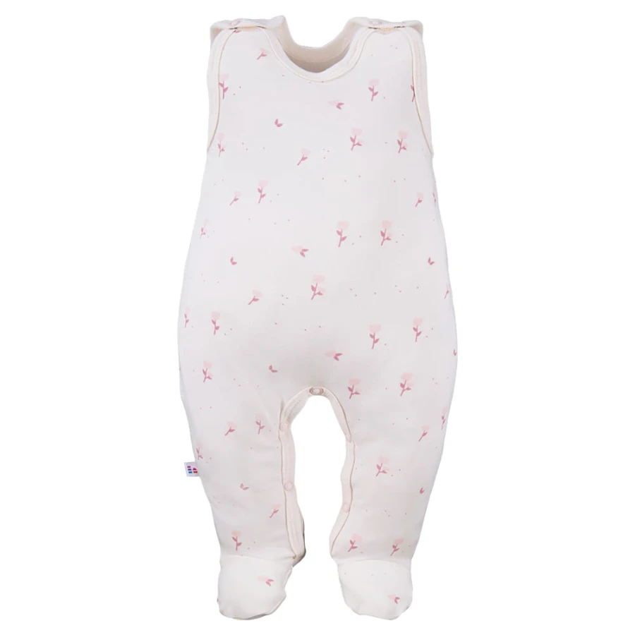 Cremefarbener Schlafstrampler mit Blumenmuster