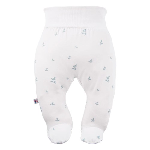 Joggers with feet with delicate green leaves white