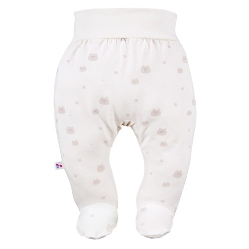 Joggers with feet with a teddy bear pattern ecru