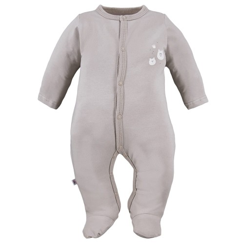 Beiger Baby-Strampler mit Bärenmotiv