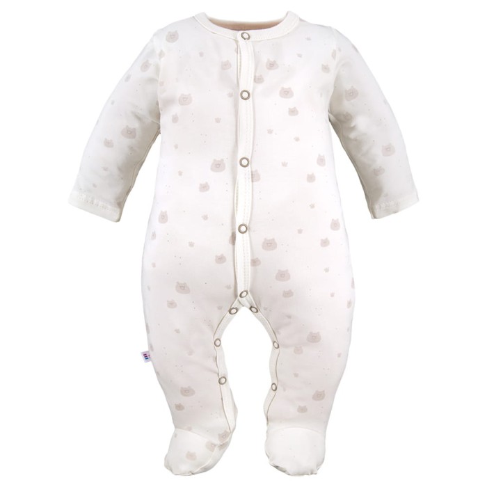 Baby-Strampler in Ecru mit Bärenmotiv