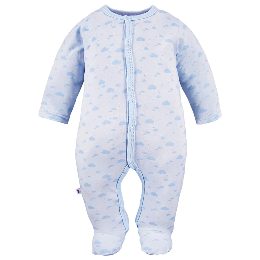 Blauer Baby-Strampler mit Wolkenmotiv