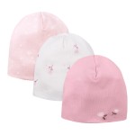 Kinder-Mützen rosa 3er-Pack mit Blumenmuster
