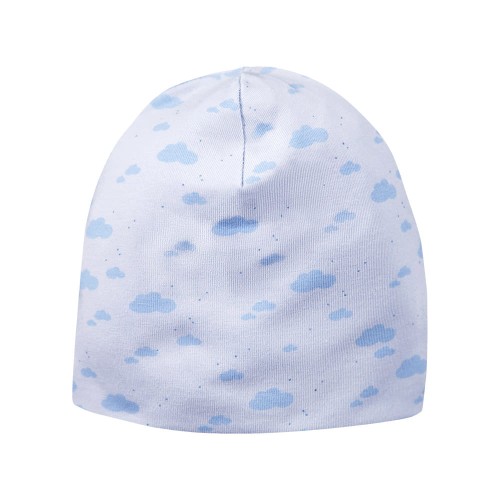 Blaue Kinder Mütze mit Wolken