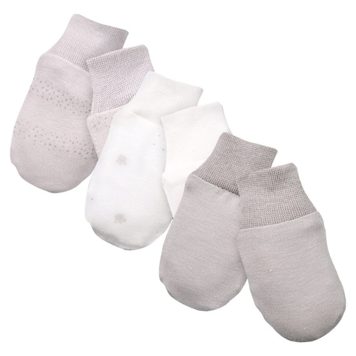 Babyhandschuhe beige 3er-Pack mit Bärenmotiv