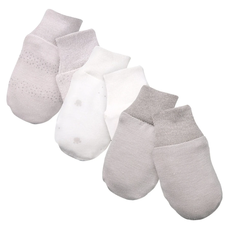 Babyhandschuhe beige 3er-Pack mit Bärenmotiv