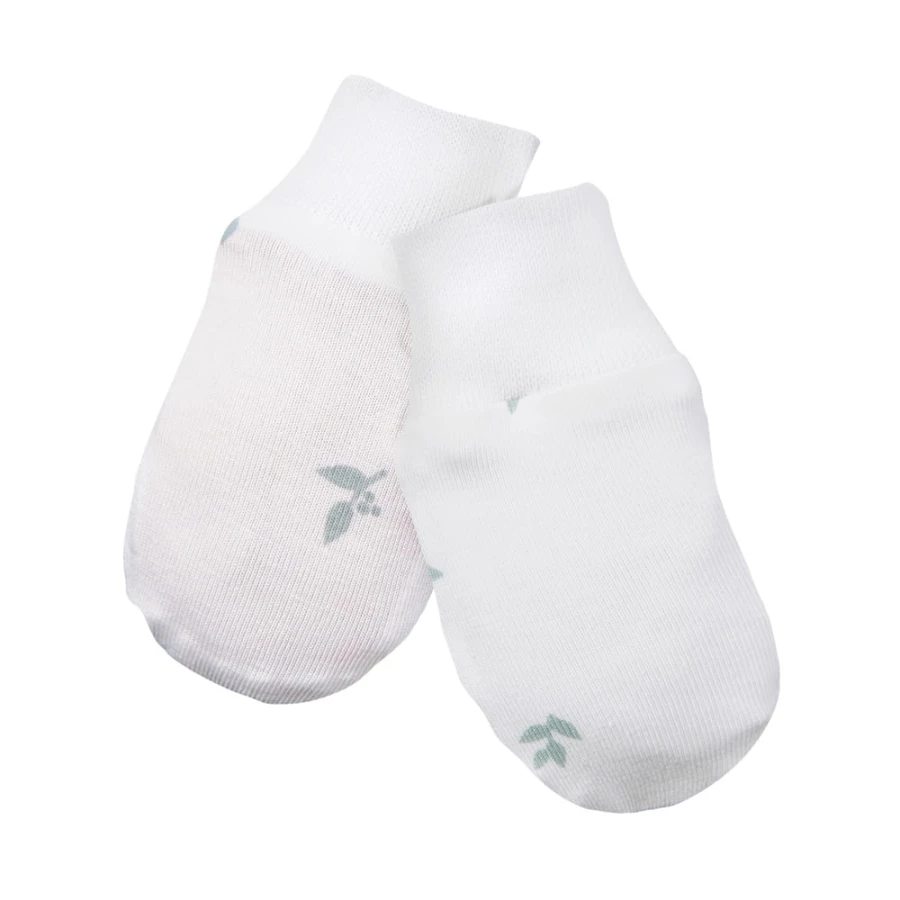 Grüne Babyhandschuhe, 3er-Pack mit Blattmotiv