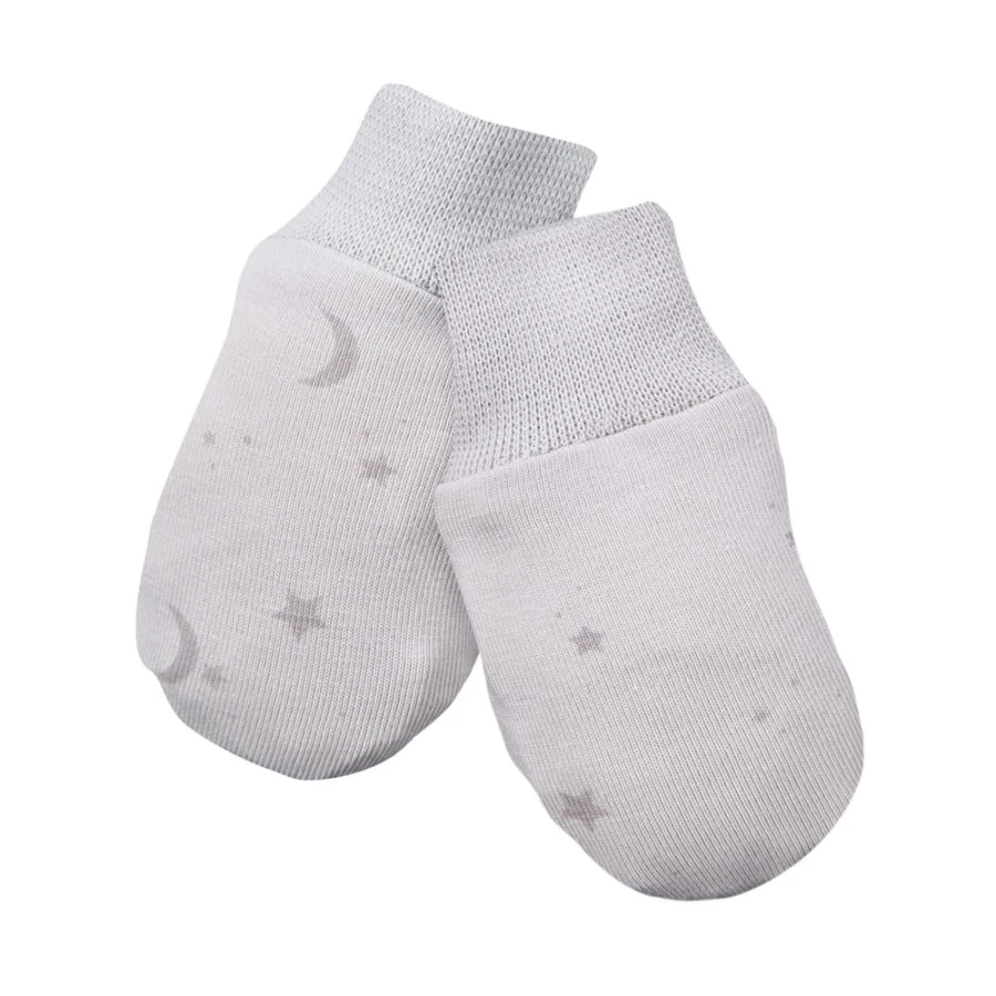 Graue Babyhandschuhe mit Sternchenmotiv