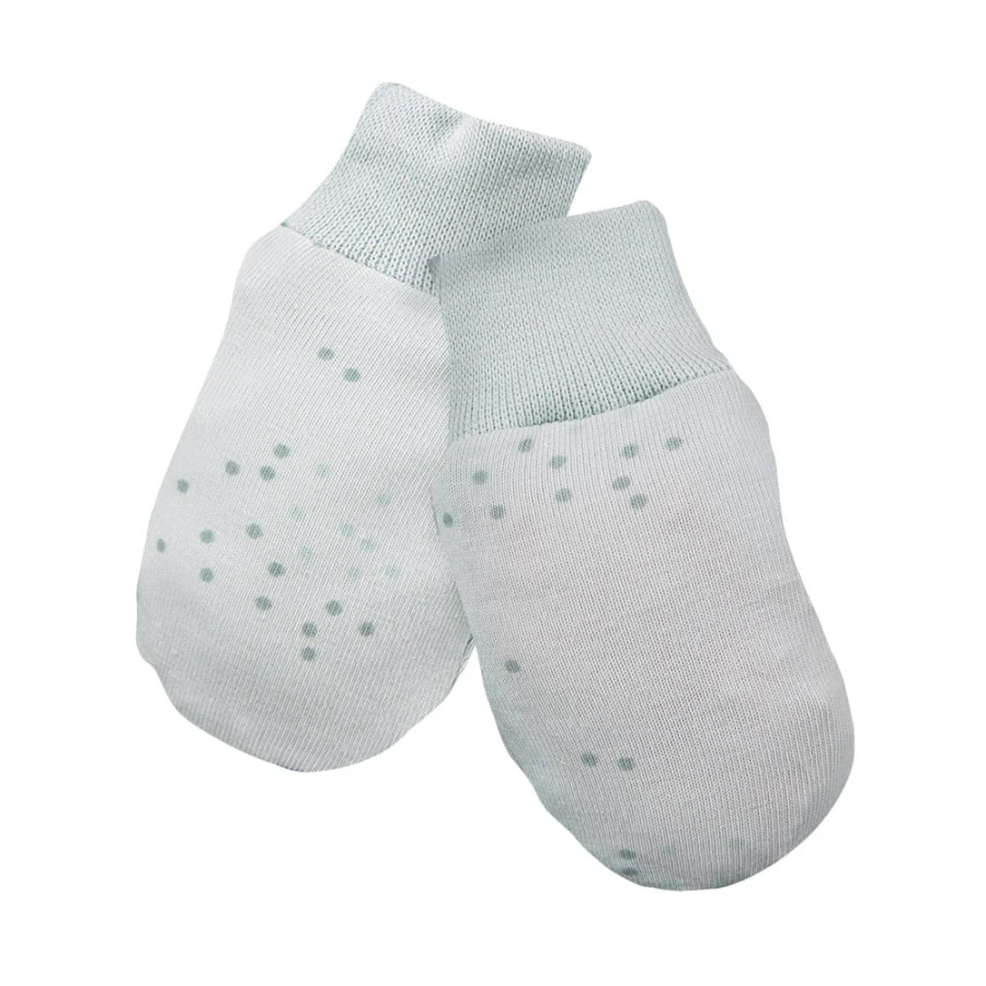 Grüne Babyhandschuhe mit zartem Aufdruck